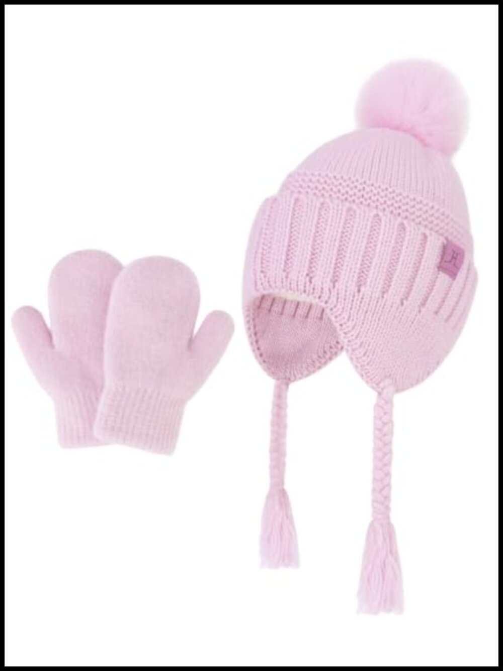 Wool Blend Toddler Hat and Mitten Set Beanie Cable Knit Winter Accessories